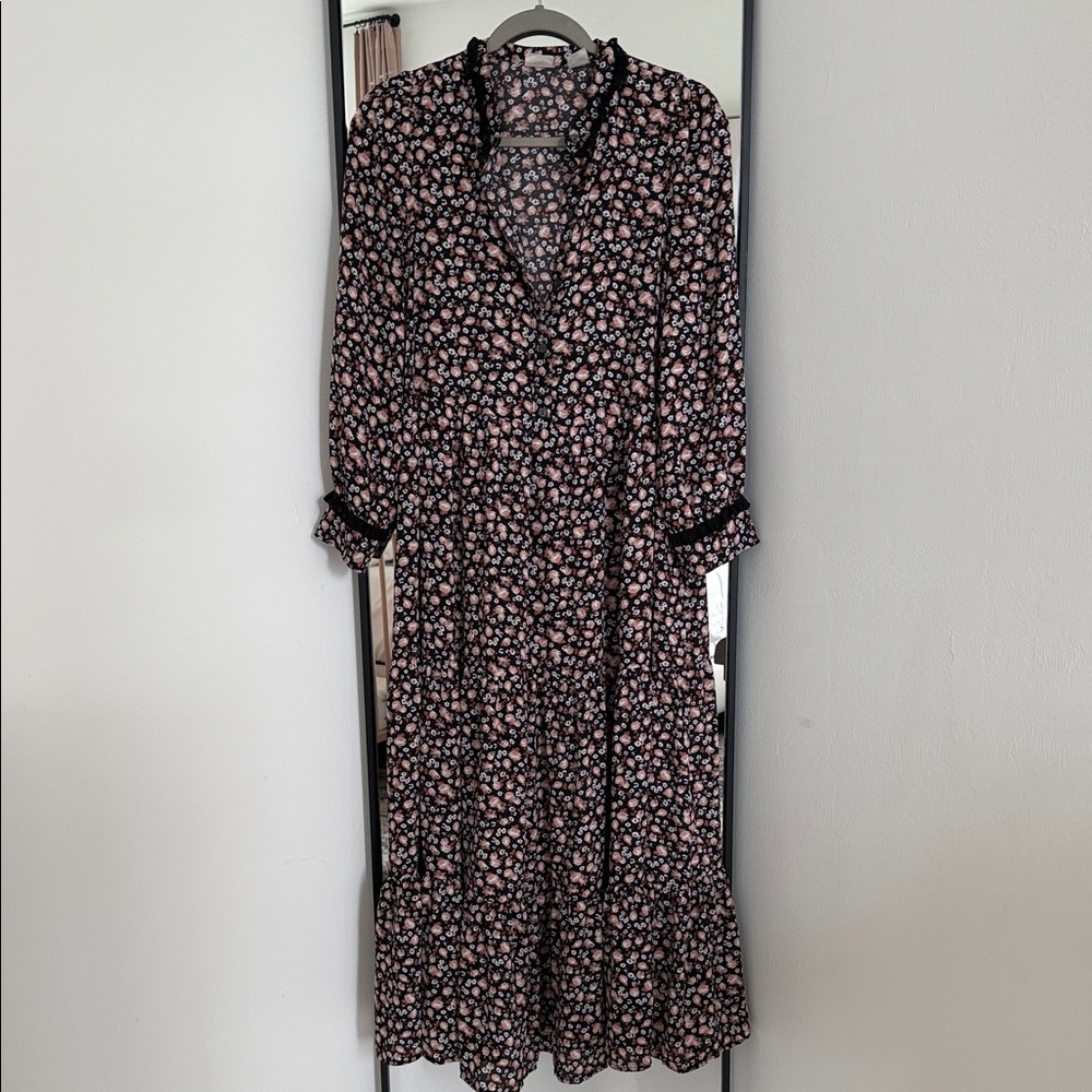 Levi's Black and Pink Floral Long Sleeve Dress